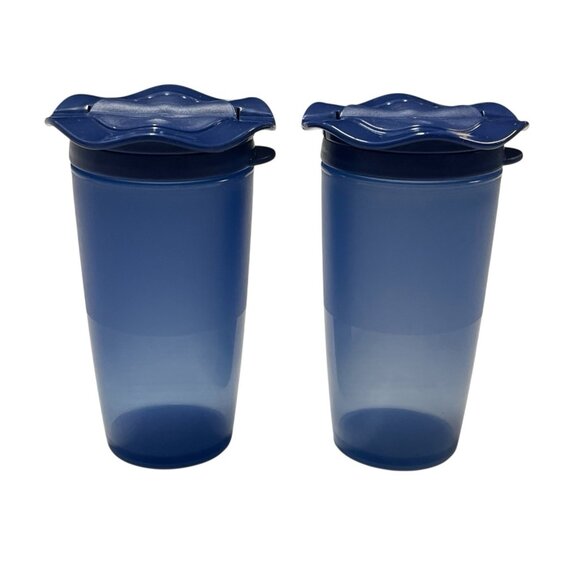 Tupperware Salt & Pepper Shakers Set Open House Collection 4 oz. Each Blue 2002 - Picture 1 of 13
